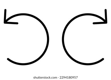 Undo and redo icon, flat style black color rotate clockwise and counterclockwise, update, reload vector illustration symbol, line graphic art for web, app, mobile, UI isolated on white background.