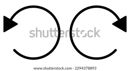 Undo and redo icon, flat style black color rotate clockwise and counterclockwise, update, reload vector illustration symbol, line graphic art for web, app, mobile, UI isolated on white background.