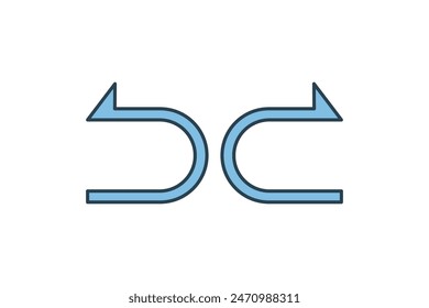 undo and redo icon. icon related to edit tool. suitable for web site, app, user interfaces, printable etc. flat line icon style. simple vector design editable