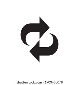 Undo and redo icon vector in black color isolated on white background