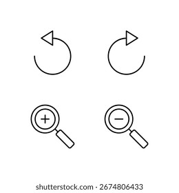 Deshacer Rehacer Zoom In y Zoom Out Icon Set para interfaz de tablero de Web
