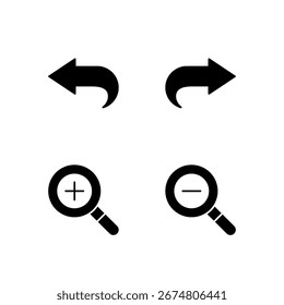 Undo Redo Zoom In and Zoom Out Icon Set for Web Dashboard Interface