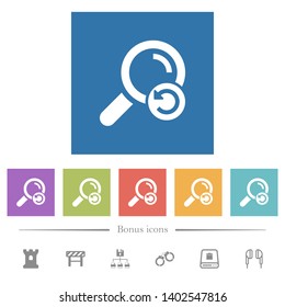 Undo search flat white icons in square backgrounds. 6 bonus icons included.