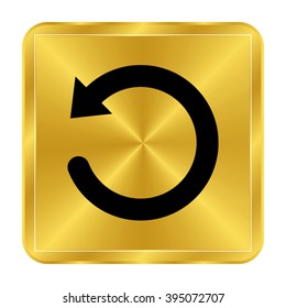 undo symbol - black vector icon;  gold button