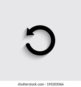 undo symbol  with shadow on a grey background