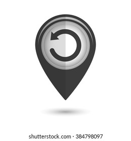 undo symbol - vector icon;  black map pointer