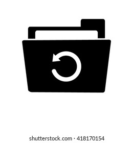 undo symbol - white vector icon;  black folder