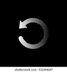 undo symbol - white vector icon;  halftone illustration