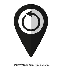 undo - vector icon;  black map pointer