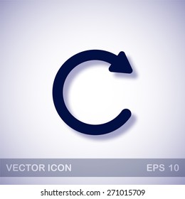 Undo vector icon - dark blue illustration with blue shadow