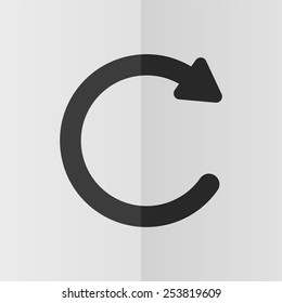Undo vector icon. Effect of folded paper. Flat design