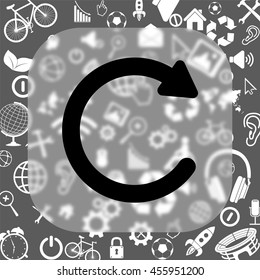undo vector icon - matte glass button on background consisting of different icons