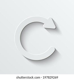 undo vector icon - paper illustration with shadow on light background
