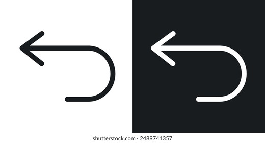 Undo vector icon set in solid black and white color