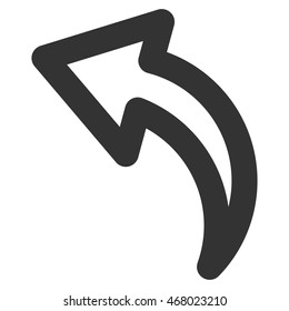 Undo vector icon. Style is contour flat icon symbol, gray color, white background.