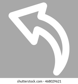 Undo vector icon. Style is contour flat icon symbol, white color, silver background.