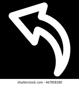 Undo vector icon. Style is linear flat icon symbol, white color, black background.