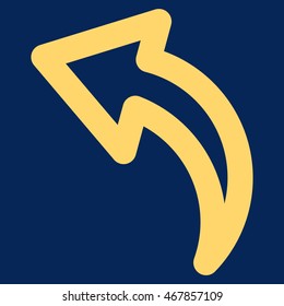 Undo vector icon. Style is stroke flat icon symbol, yellow color, blue background.