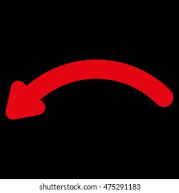 Undo vector icon. Style is stroke flat icon symbol, red color, black background.
