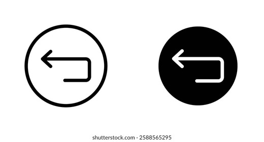 Undo vectors icons set in filled and strokes on white background