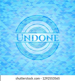 Undone realistic light blue emblem. Mosaic background