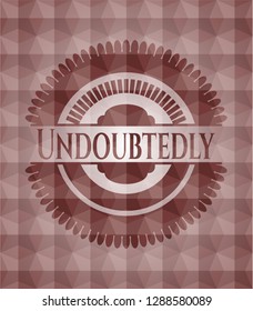 Undoubtedly red seamless emblem with geometric pattern background.