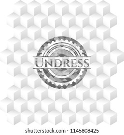 Undress grey emblem with geometric cube white background