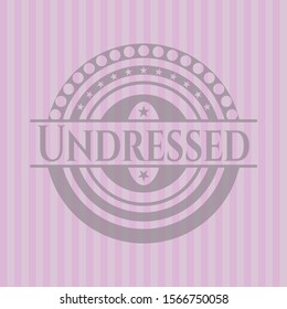 Undressed badge with pink background. Vector Illustration. Detailed.