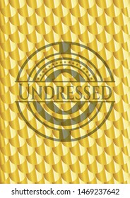 Undressed golden emblem or badge. Scales pattern. Vector Illustration. Detailed.