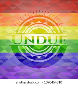Undue emblem on mosaic background with the colors of the LGBT flag