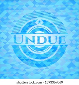 Undue sky blue emblem with triangle mosaic background