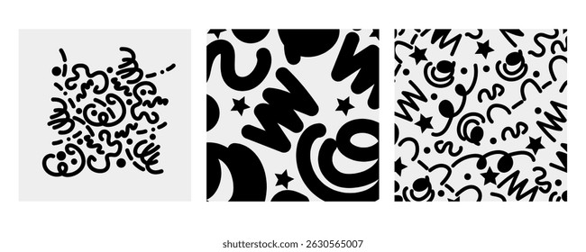 Undulate Black Wave Swirl, frequency wave, twisted curve lines. Technology, data science, geometric border. Isolated on white background. Vector illustration.