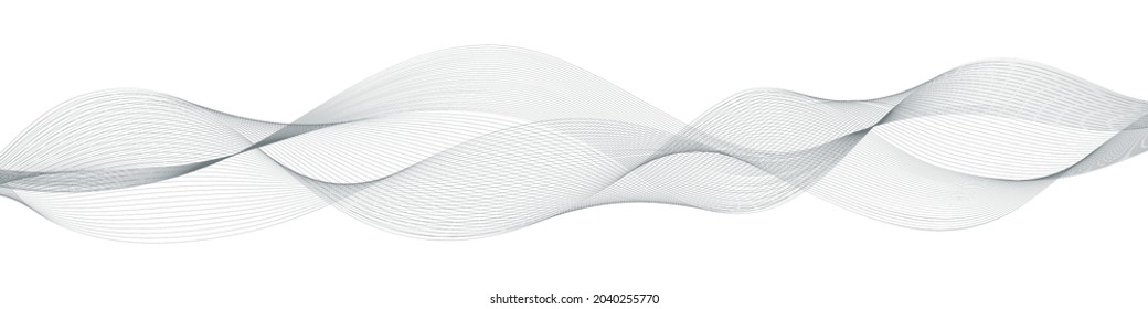Undulate gray wave swirl . Frequency soundwave. Dynamic wavy  lines isolated on white background. Air wind twisted curves. Vector illustration