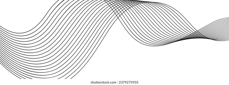 Undulate gray wave swirl. frequency soundwave; twisted curve lines. Vector illustration