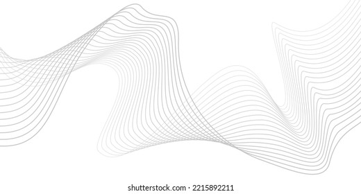 Undulate Grey Wave Swirl, frequency sound wave, twisted curve lines with blend effect. Technology, data science, geometric border pattern. Isolated on white background. Vector illustration.