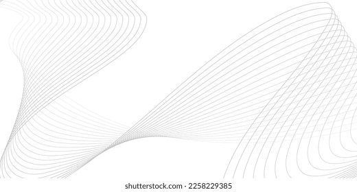 Undulate Grey Wave Swirl, frequency sound wave, twisted curve lines with blend effect. Technology, data science, geometric border pattern. Isolated on white background. Vector illustration.