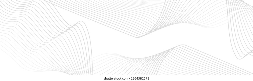 Undulate Grey Wave Swirl, frequency sound wave, twisted curve lines with blend effect. Technology, data science, geometric border. Isolated on white background. Vector illustration.
