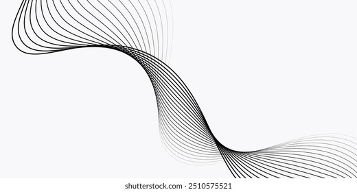 Onda Cinza Ondulada Redemoinho, onda sonora de frequência, linhas de curva torcidas com efeito de mistura. Tecnologia, ciência de dados, fronteira geométrica. Isolado no branco 