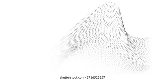Undulate Gray Wave Swirl, Frequenz Schallwelle, verdrillte Kurven Linien mit Blend-Effekt. Technologie, Datenwissenschaft, geometrische Grenze. Einzeln auf Weiß 