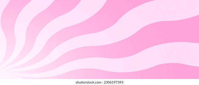 Undulate pink radial stripes background. Trendy retro y2k pattern. Waving rosy sunburst, explosion or surprise design effect. Manga style background. Bubble gum, lollipop candy texture.