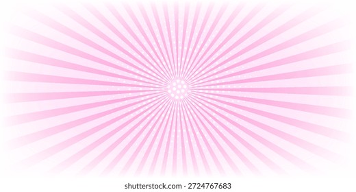 Fondo ondulado de rayas radiales rosadas. Patrón retro y2k de moda. Explosión de sol rosado, explosión o efecto de estilo manga sorpresa. Goma de mascar, textura de caramelo de piruleta. Ilustración vectorial