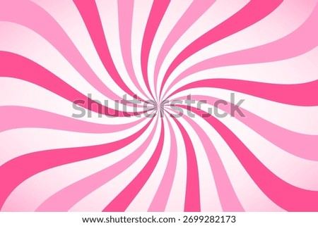 Undulate pink radial stripes background. Strawberry lollipop, candy, yogurt or marshmallow print. Sweet rotating cartoon swirl or whirlpool. Vector illustration