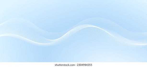 Desdujera el diseño de líneas de onda suave. Resumen de la plantilla de rayas curvadas. Forma de líquido blanco sobre fondo azul pastel claro. Agua marina, viento o aire. Papel de pantalla