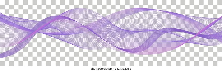 Undulate wave swirl swoosh. Synthwave abstract color flow, purple and pink twisted lines, dynamic movement twirl wave. Transparent isolated border curve, techno style vector illustration
