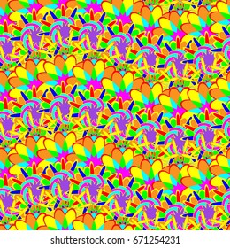 undulated abstract seamless texture with overlapped abstract flowers.