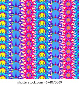 Undulated abstract seamless texture with overlapped abstract flowers on yellow background. 