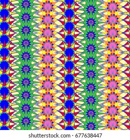 Undulated abstract seamless texture with overlapped abstract flowers on yellow background.