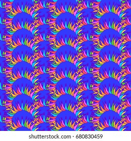 Undulated abstract seamless texture with overlapped abstract flowers. Dominant color is blue.