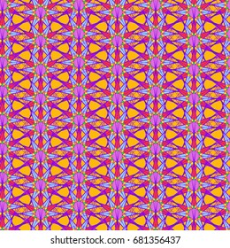 Undulated abstract seamless texture with overlapped abstract flowers on orange background. 