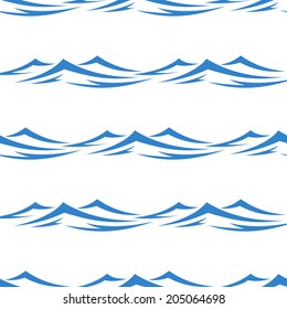 Undulating blue ocean an sea waves seamless background pattern in square format for textile or wallpaper design